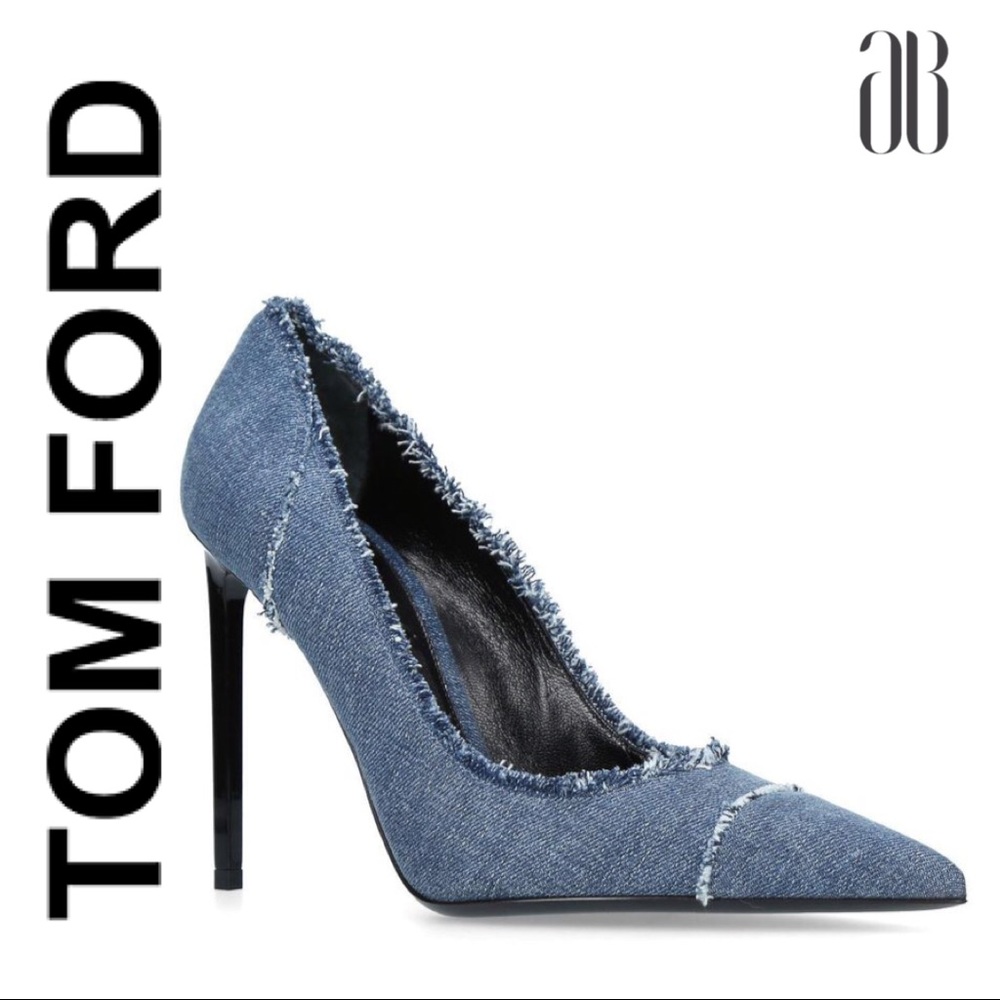 TOM FORD Denim & Black Stilettos Pumps Heels